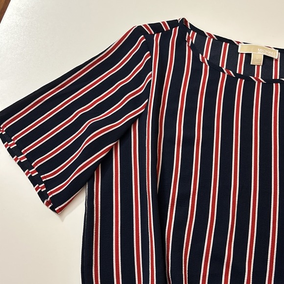 Michael by Michael Kors Striped Blouse Smocked Waist Career Business Size Medium - Picture 4 of 6